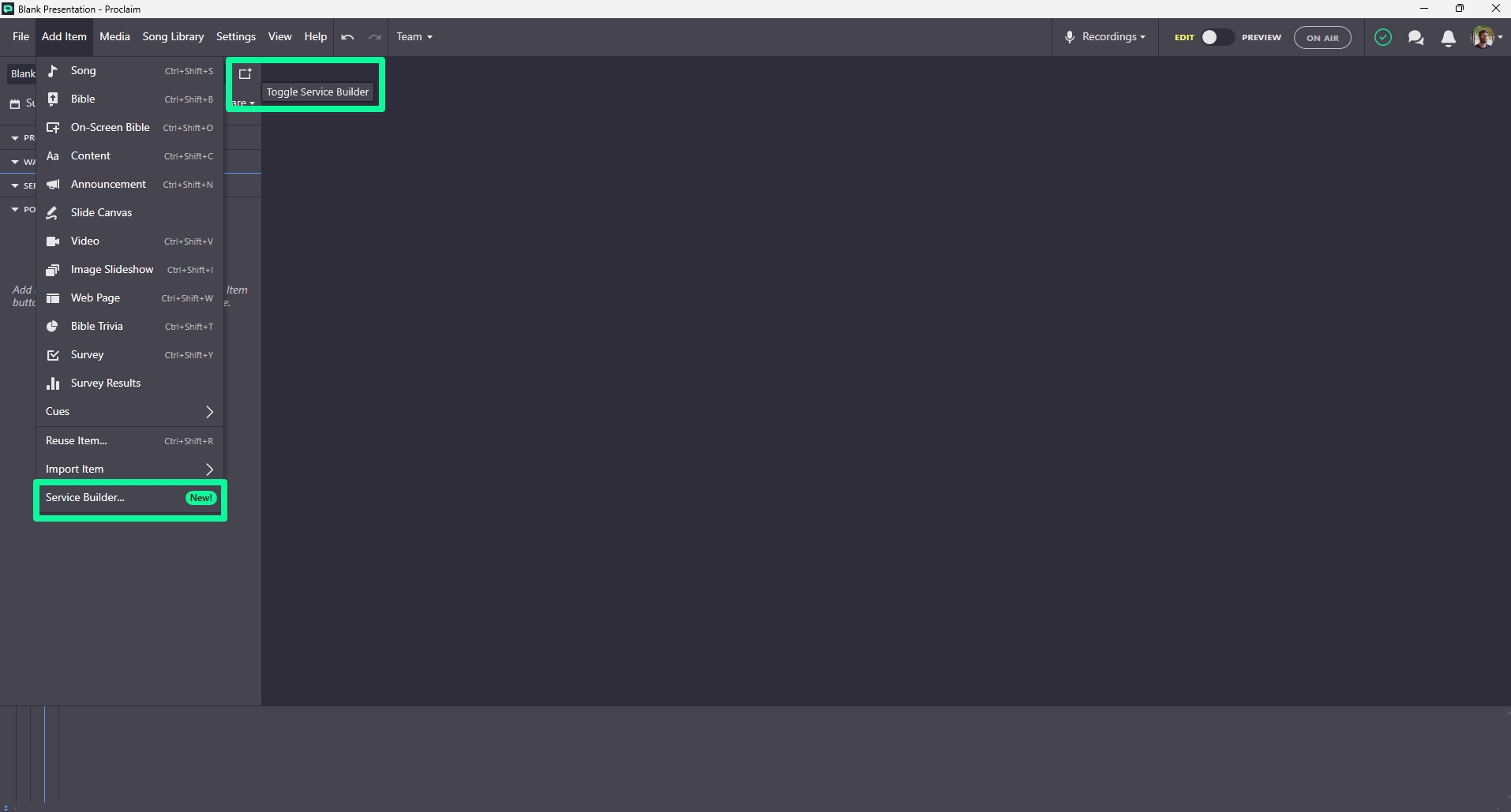 Invoking Proclaim Service Builder