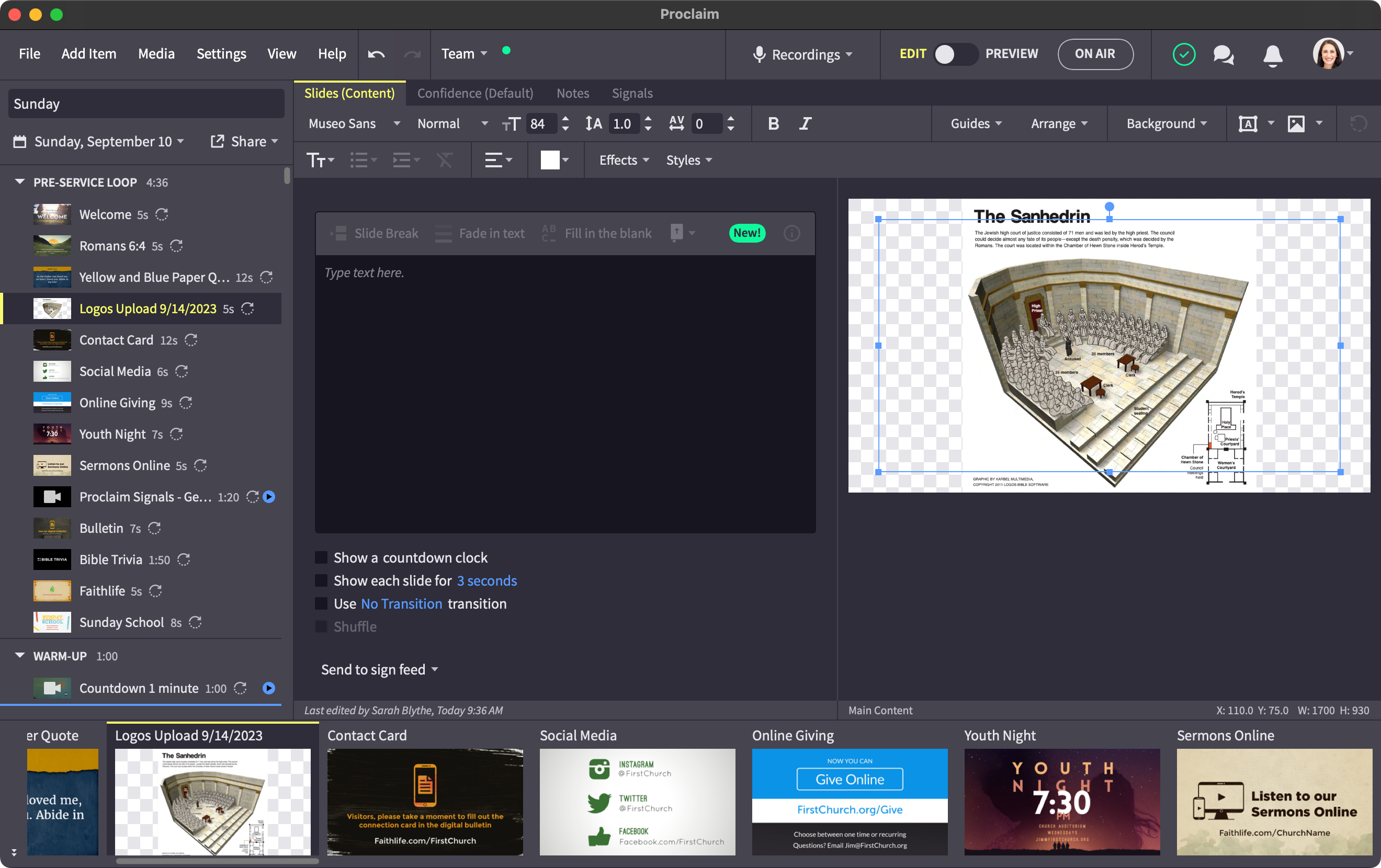 Proclaim with image from logos on a transparent background