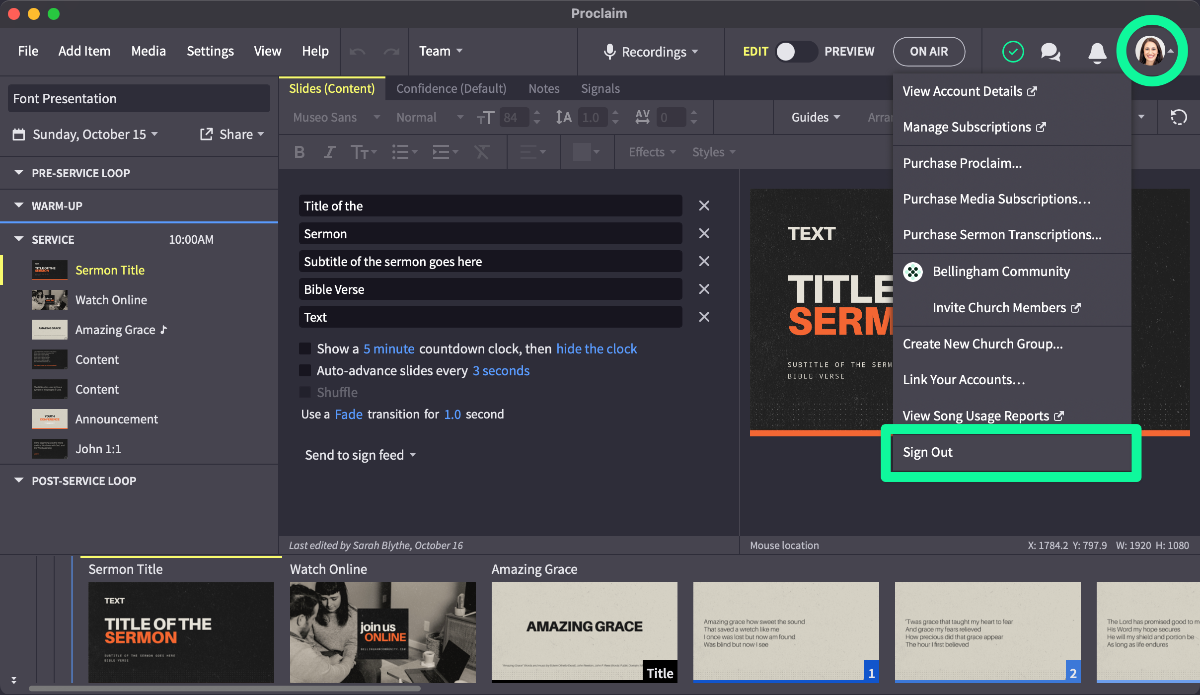 Account Menu Expanded With Sign Out Option Highlighted