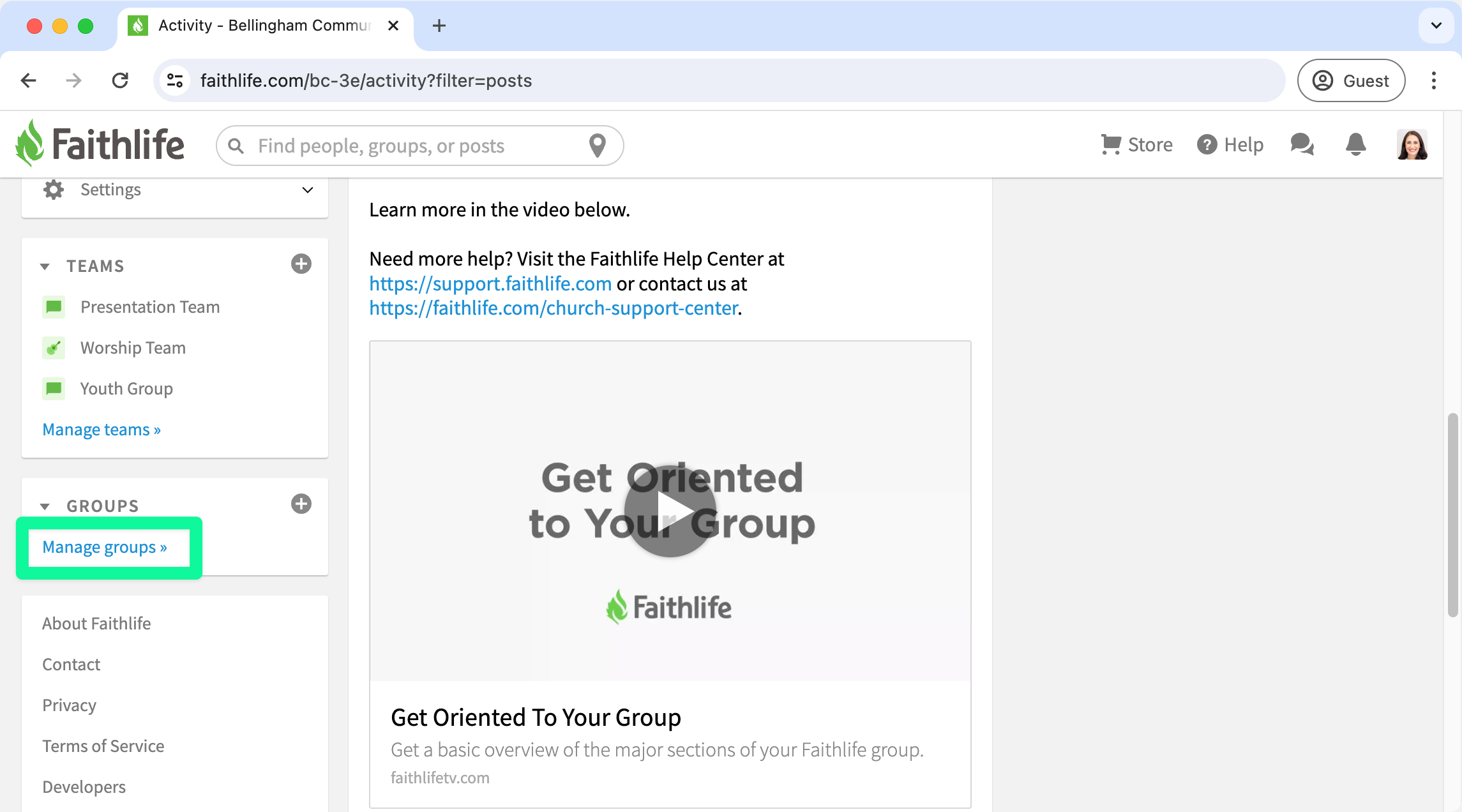 Manage Teams In Teams Menu Highlighted