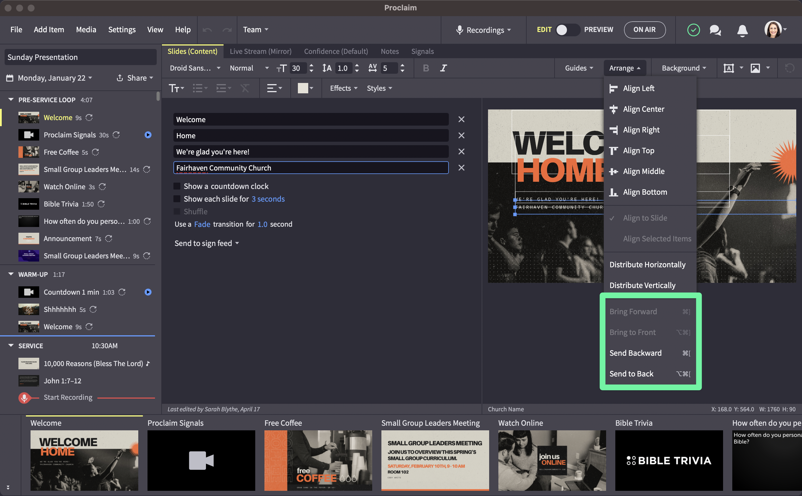 Arrange Text Elements With The Arrange Menu