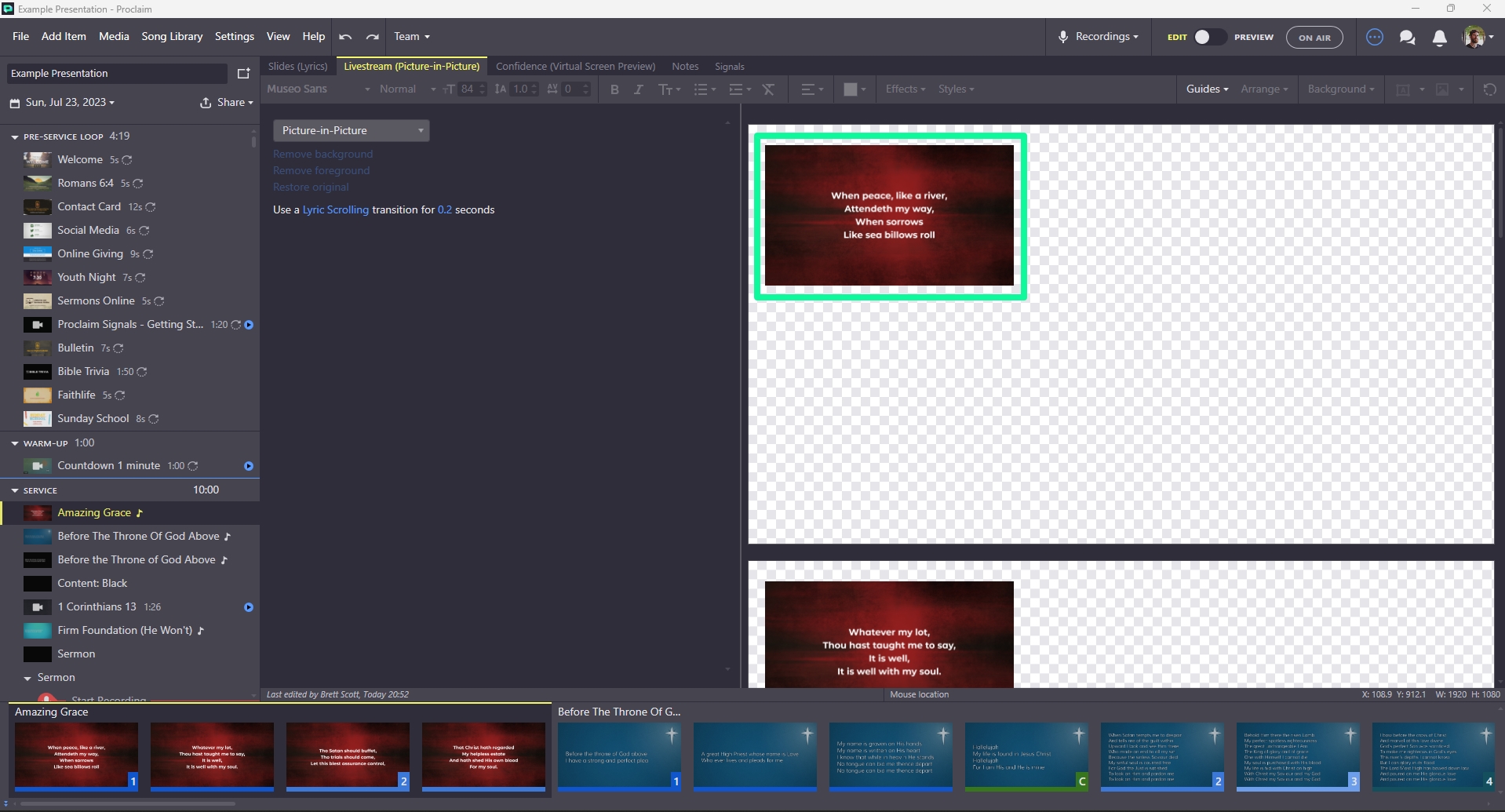 Picture In Picture Configuration