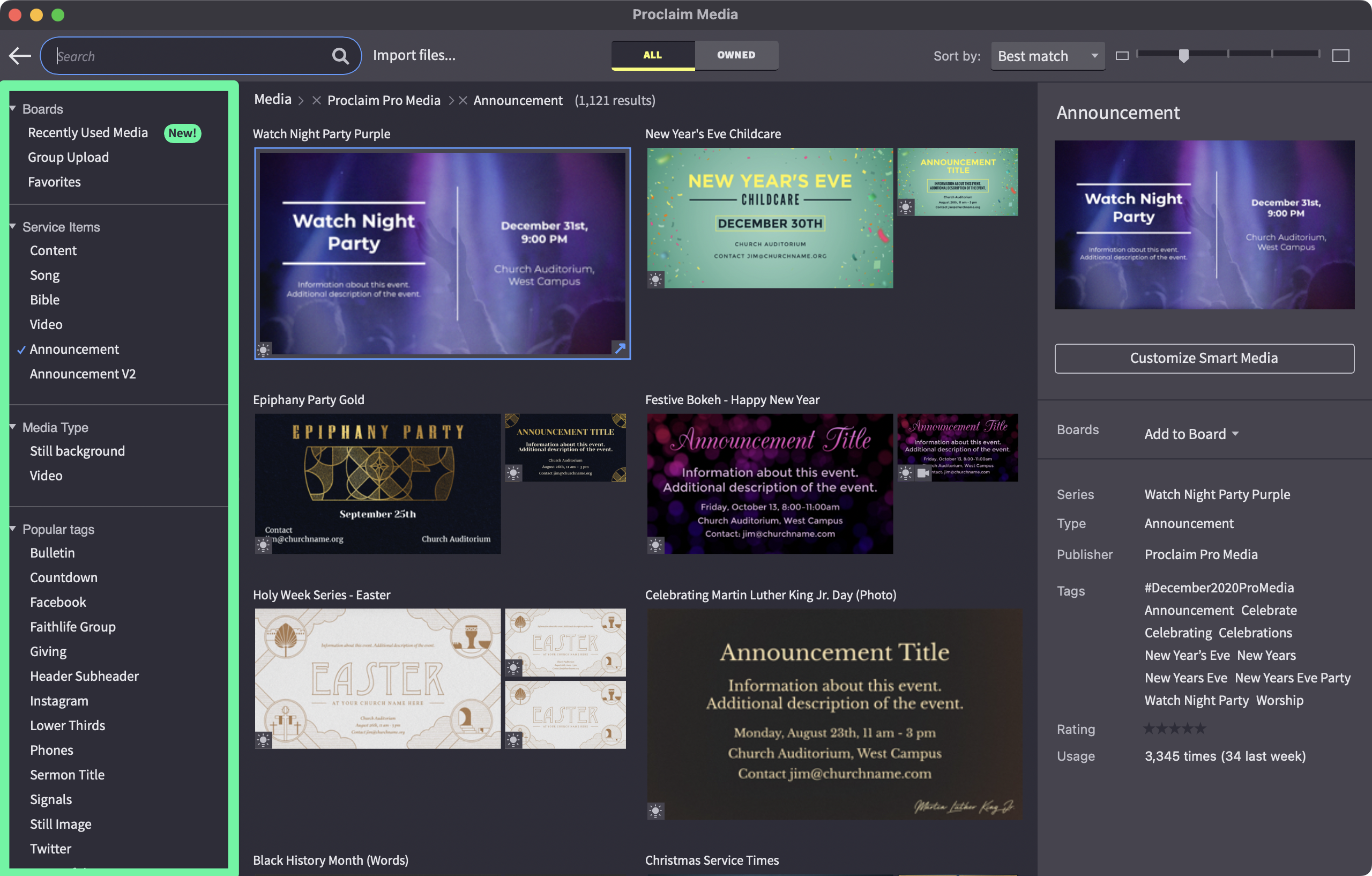 Media Browser With The Filter Sidebar Highlighted