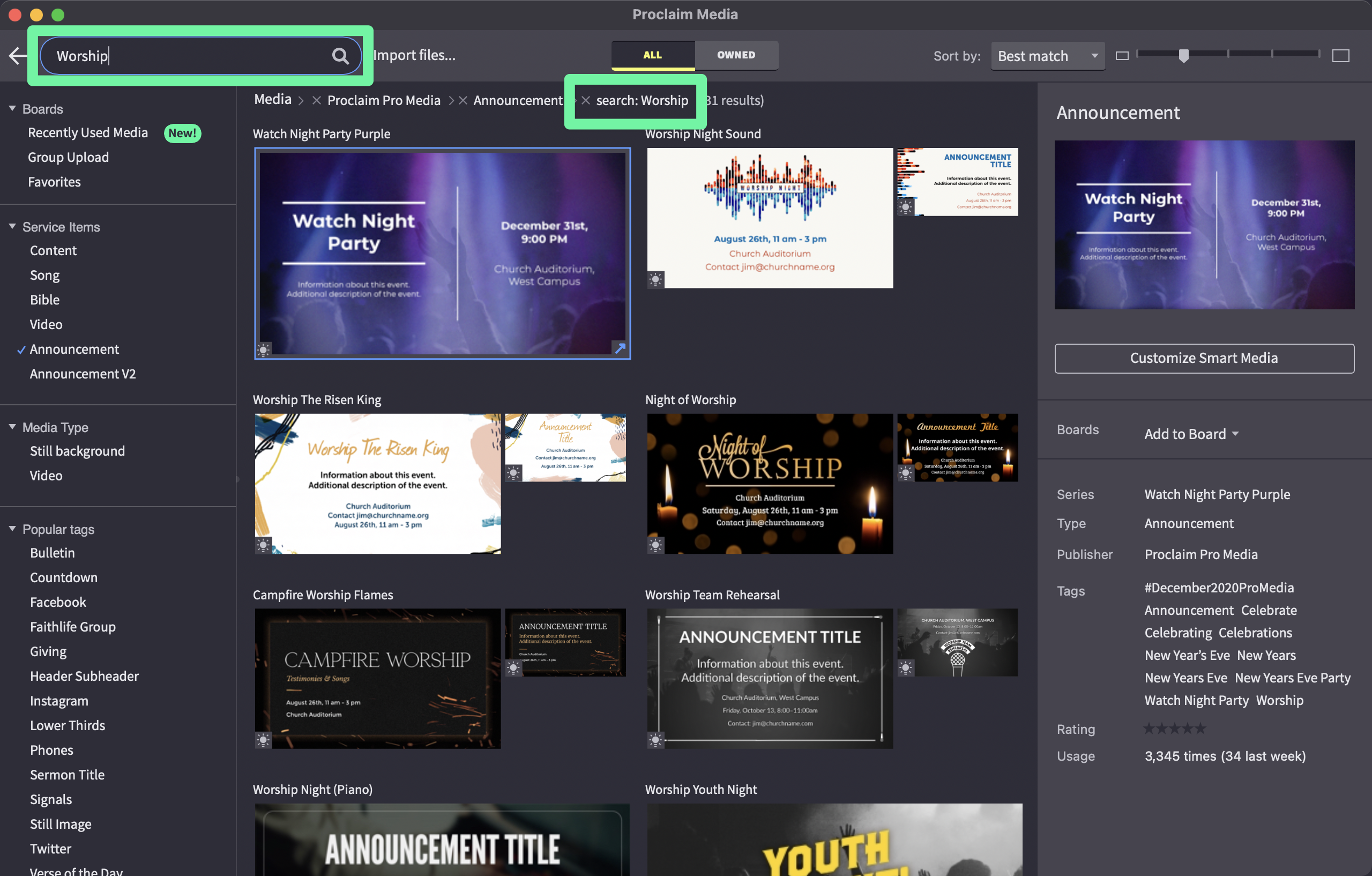 Media Browser With Search Facet Applied