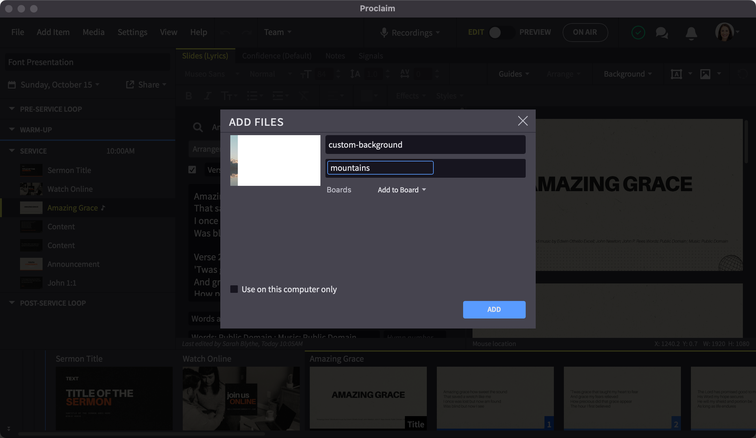 Import dialog with add files fields visible