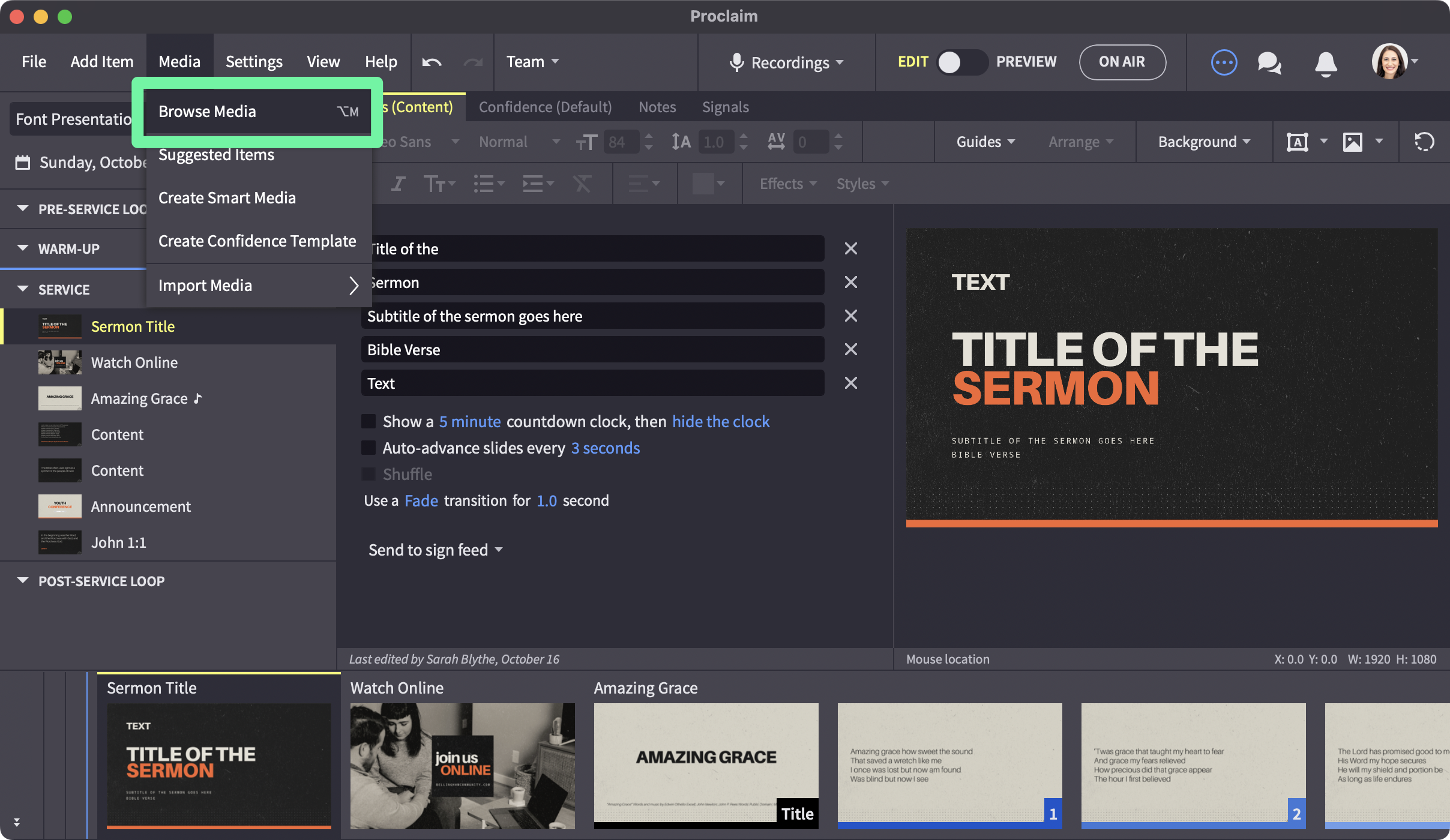 Media Menu Expanded With Media Browser Option Highlighted