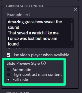 Conf Monitor - Slide Preview Style Options