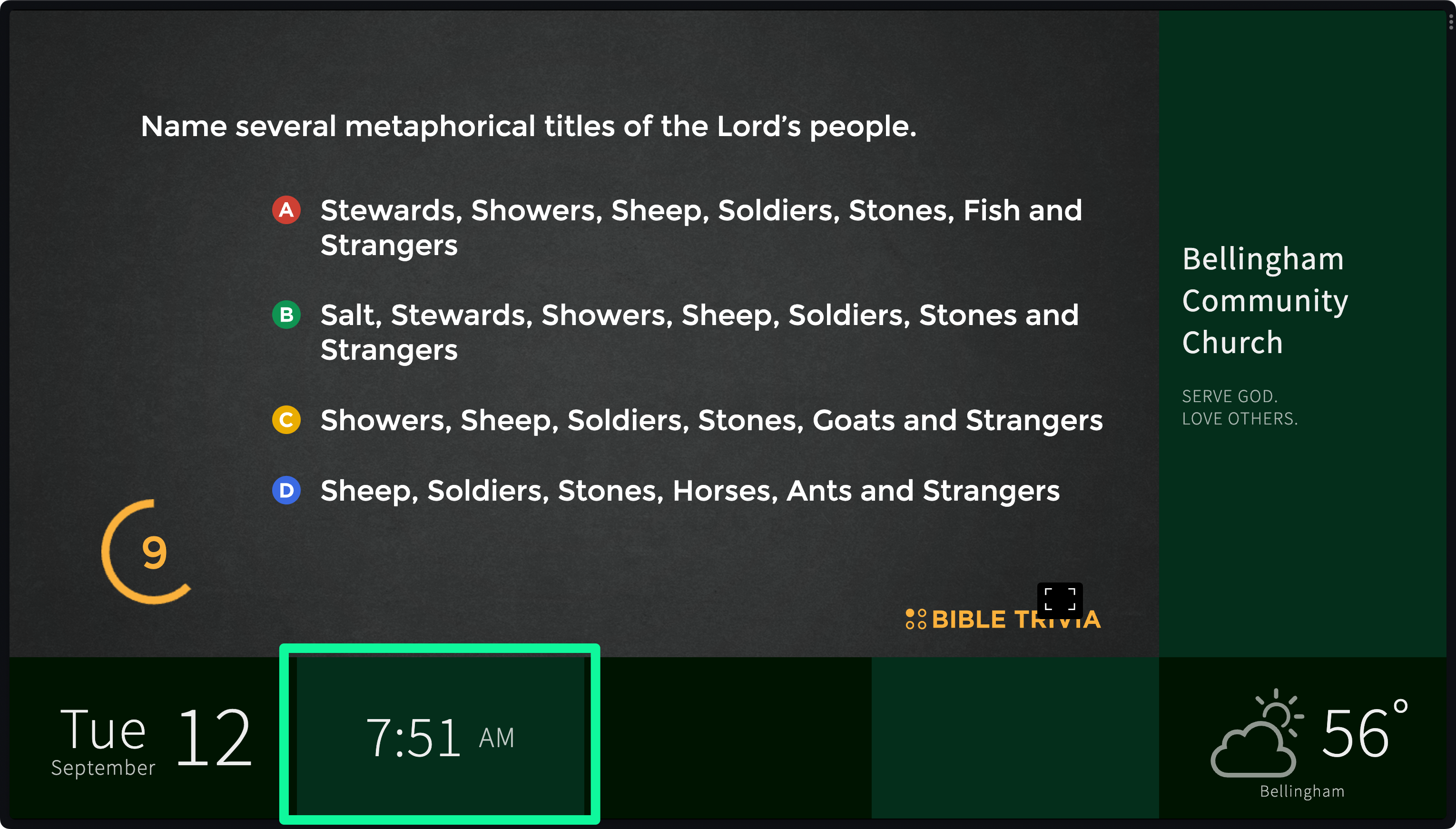 View of time in information pane slot