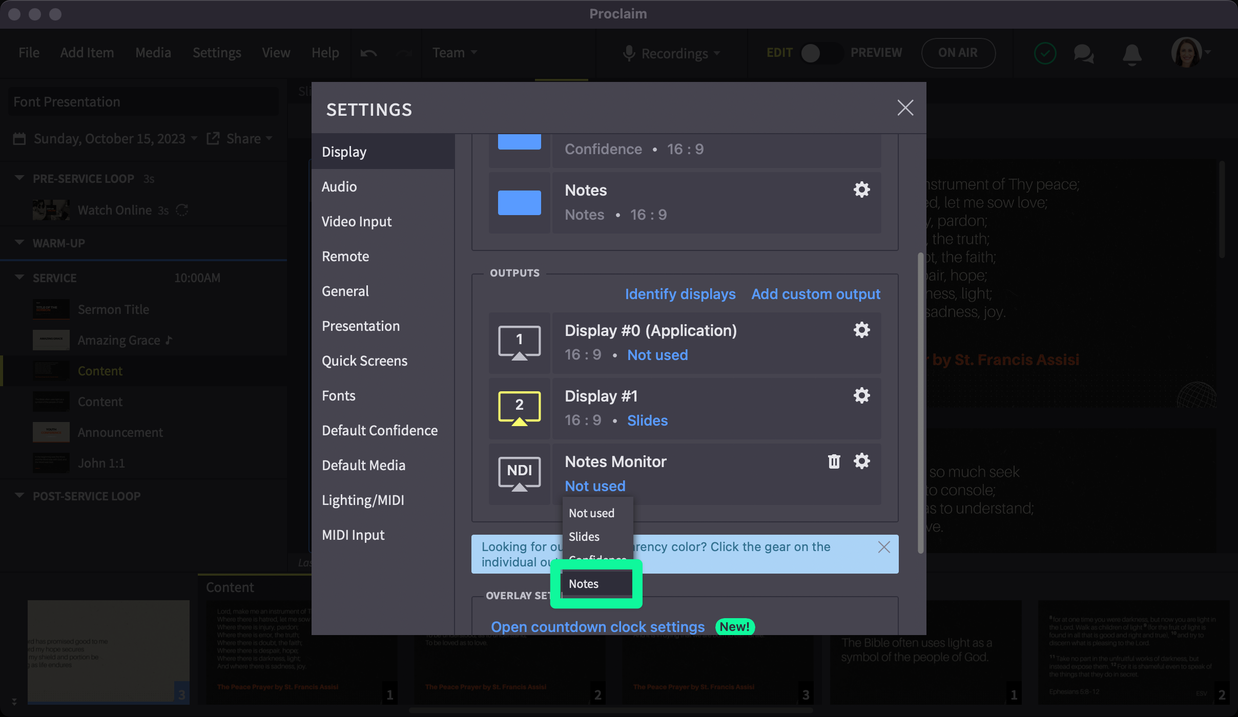 Notes Monitor Highlighted