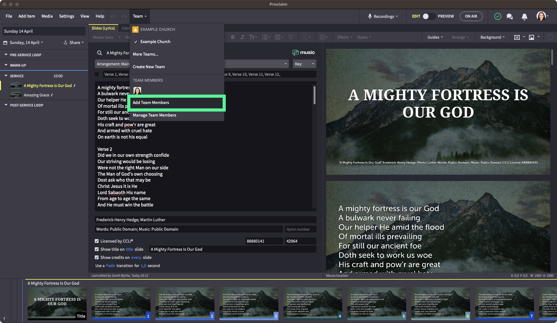 Open Team Menu And Click Add Team Members