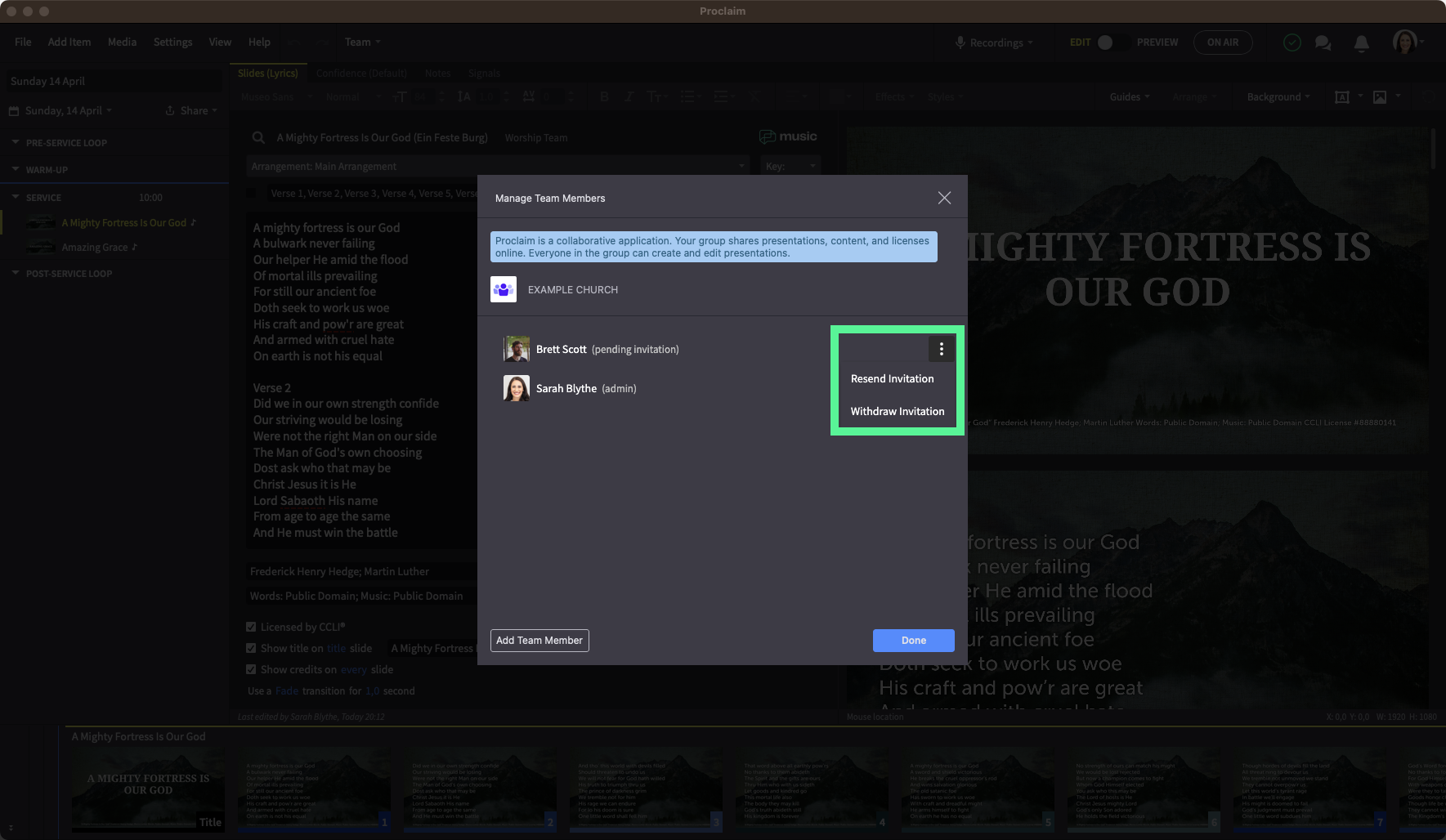 Resend Or Withdraw Pending Invitation
