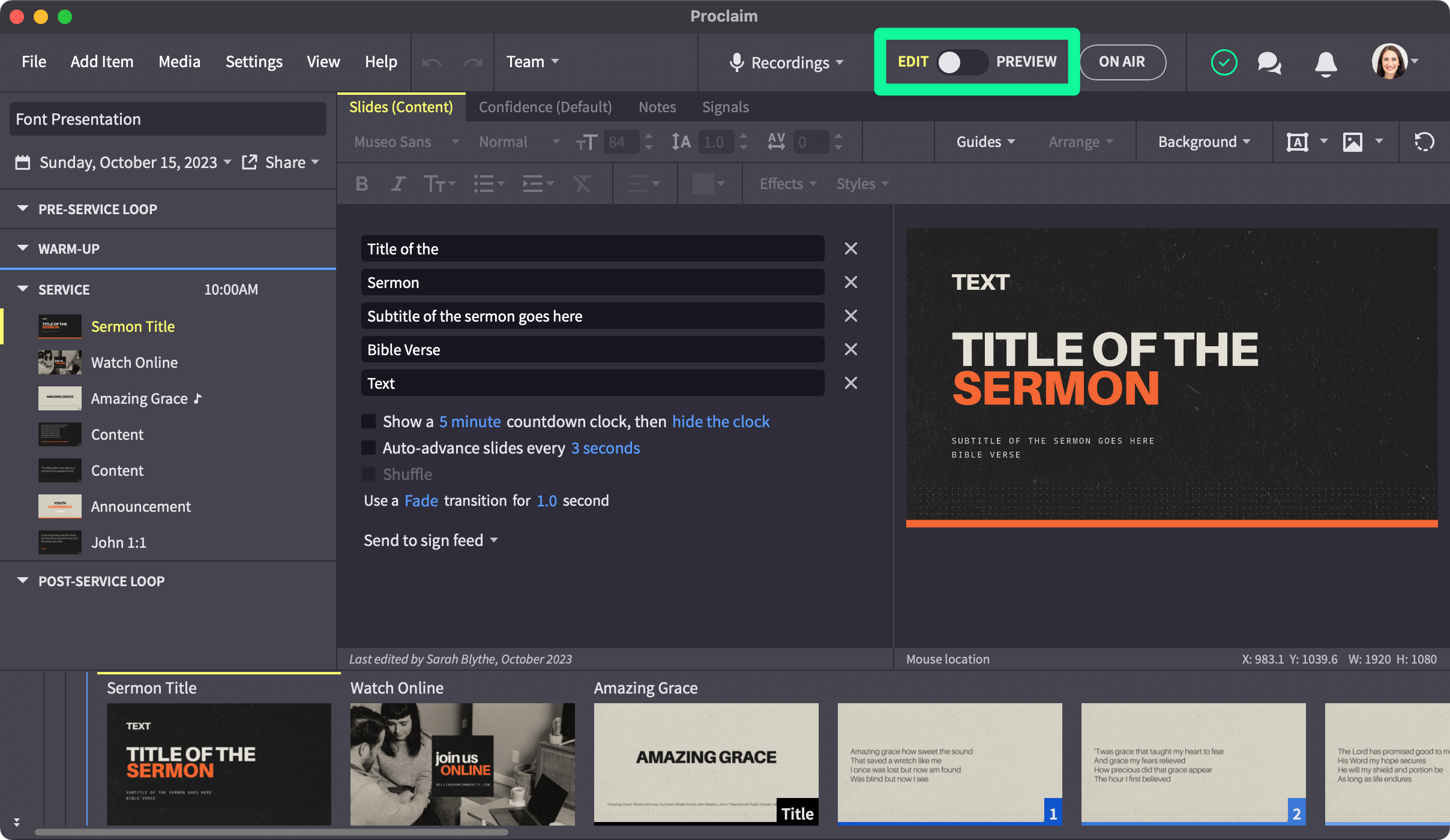 Edit Mode Highlighted