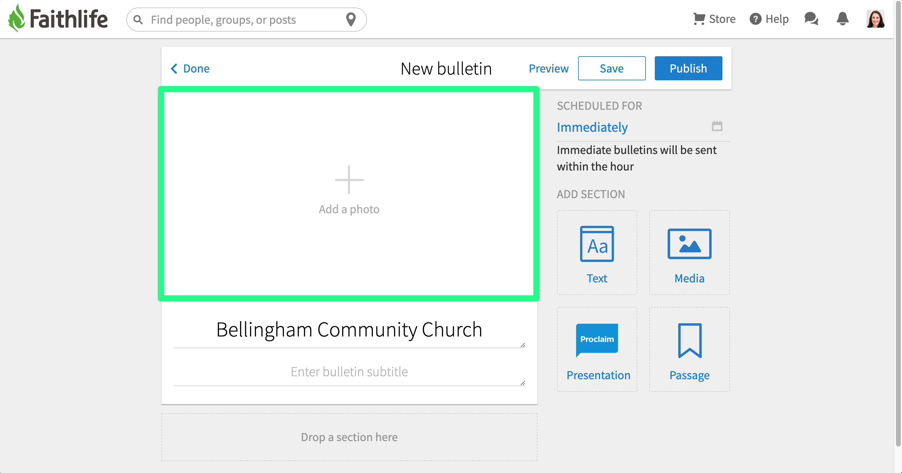 Add a cover image button