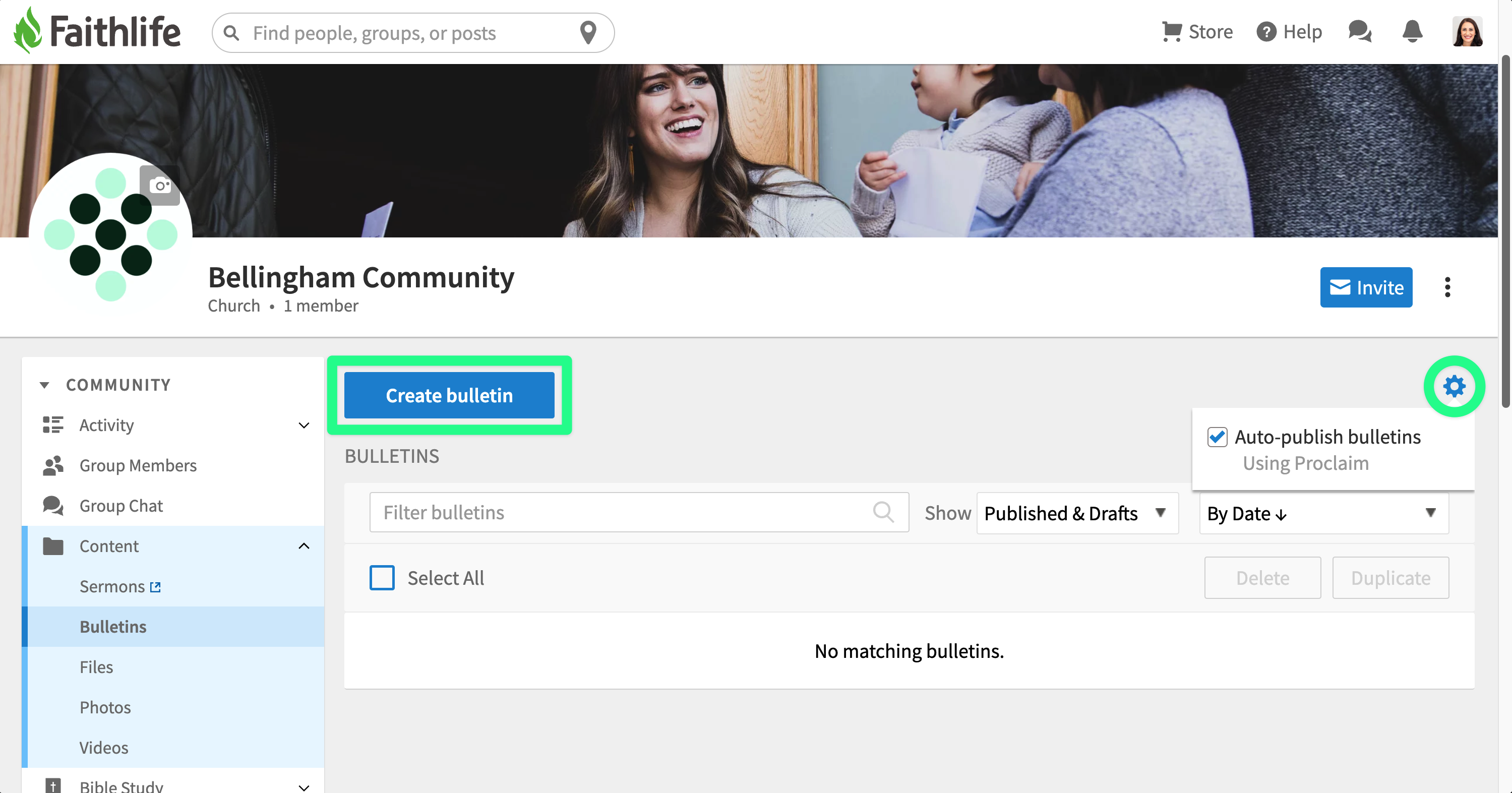 Create a new bulletin option