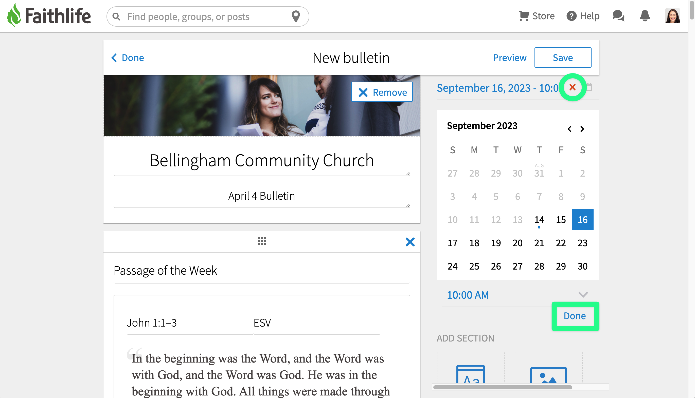 Change publish time for bulletin
