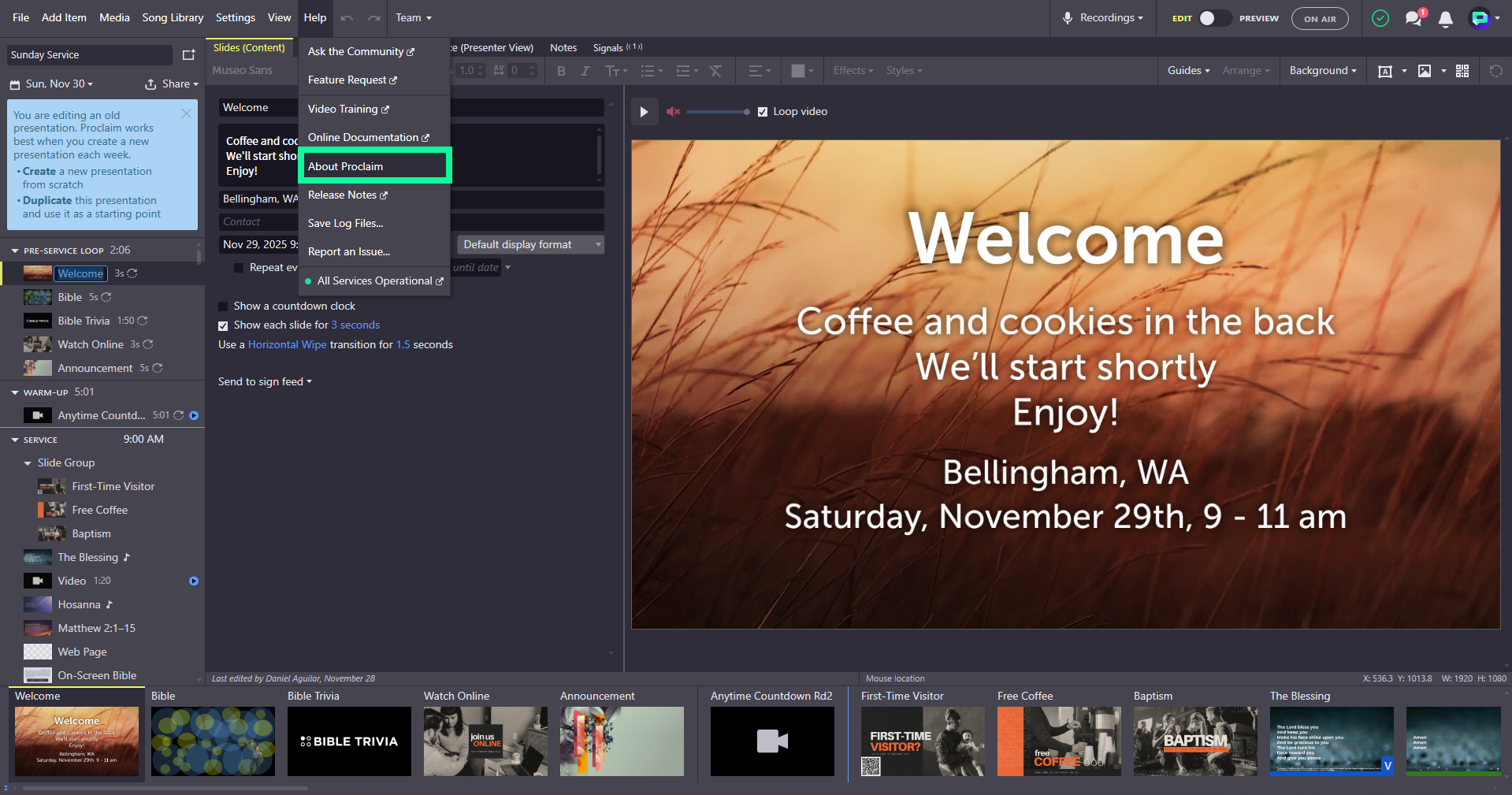 How do I update my Proclaim software 1.png
